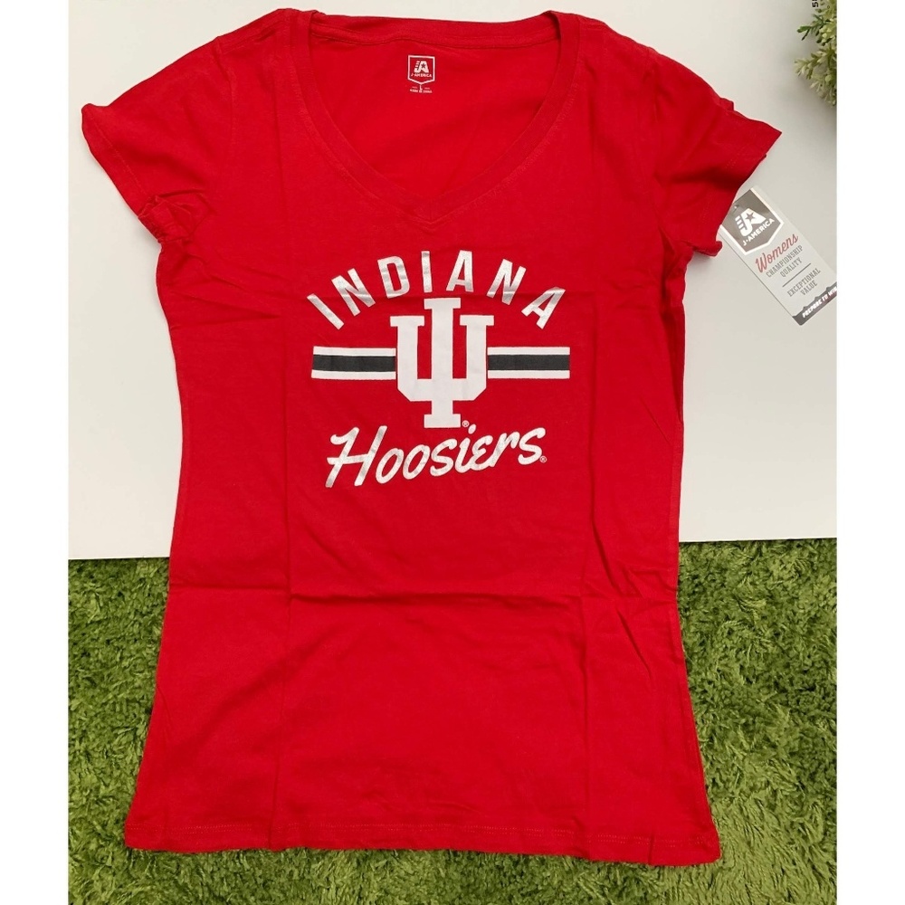 Indiana Hoosiers Women School Spirit Shirt Essential Tee Short Sleeve Red